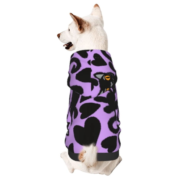 Fotbe Cartoon Black Cats Sudadera con Estampado para Perros Pequeños – Suéter con Capucha para Mascotas, Tela Suave de Forro Polar con Bolsillo-Large