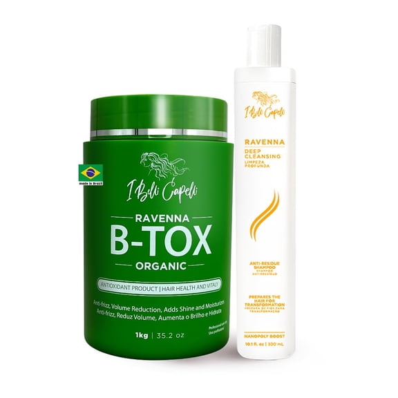 I Belli Capelli Ravenna Organic B-tox Hair Treatment Kit- 1kg/35.02 oz Hair B-tox   300ml/10.1 fl.oz Anti-Residue Shampoo