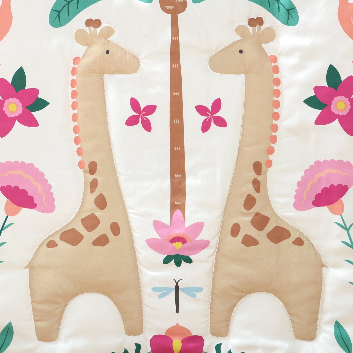 The Peanutshell Crib Bedding Set for Baby Girls, Bright Safari, 5 Pieces