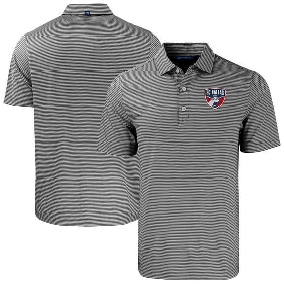 Men's Cutter & Buck Black/White FC Dallas Forge Eco Double Stripe Stretch Recycled Tri-Blend Polo