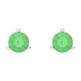 thumbnail image 3 of 1 ct Screw-Back Stud Earrings for Women | 5mm Round Cut Simulated Green Diamond | 18K White Gold, 3 of 5