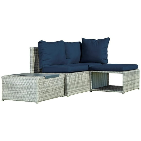 Ensemble de sièges de patio modulaires All-Space 4 pièces - Bleu