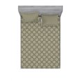 thumbnail image 1 of Ambesonne Abstract Fitted Sheet & Pillow Sham Set, Retro Style Dotted Shapes, Full, Khaki Black and Ivory, 1 of 3