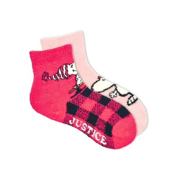 Peanuts x Justice Girls Cozy Socks, 2-Pack, Sizes S/M-M/L