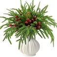 thumbnail image 1 of Watayo 60 Pcs Branches de Pin de Noël Normand avec Tiges de Baies Rouges - 14 Pouces Verdure Artificielle Tiges de Pin Normand - Aiguilles de Pin Feuillage Faux pour Bricolage Décoration Maison, 1 of 7