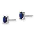 thumbnail image 2 of Auriga Fine Jewelry 925 Sterling Silver Rhodium-plated 5x3mm Oval Created Sapphire Post Stud Earrings for Women, 2 of 4