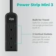 thumbnail image 2 of KMC Mini Power Strip, 3-Outlet, 5-Pack, 1-Foot Cord, Black, 2 of 8