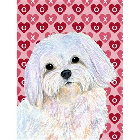 - 28 x 40 In. Maltese Hearts Love And Valentines Day Portrait Flag Canvas, House Size