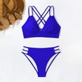 thumbnail image 3 of Lopeceal Women's Push Up V Neck Bikini Sets Criss Cross Back Two Piece Bathing Suit, 3 of 4
