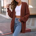thumbnail image 5 of Women's Collarless Knit Cardigan Open Front Long Sleeve Lightweight Casual Plus Size Top, 5 of 5