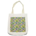thumbnail image 1 of Botanical Tote Bag, Colorful Themed Flower Field Foliage Lily Blooms Leaves Herbs Spring Design, Cloth Linen Reusable Bag for Shopping Books Beach and More, 16.5" X 14", Cream, by Ambesonne, 1 of 2