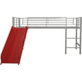 thumbnail image 5 of JINCHANCHAN Junior Twin Metal Loft Bed with Slide, Multifunctional Design, Silver with Red Slide, 5 of 8