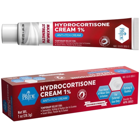 MED PRIDE 1% Hydrocortisone Cream 1 oz Tube Cortisone Anti Itch Cream for Hemorrhoids Rashes Dermatitis Bug Bite Itch Relief & Skin Irritations