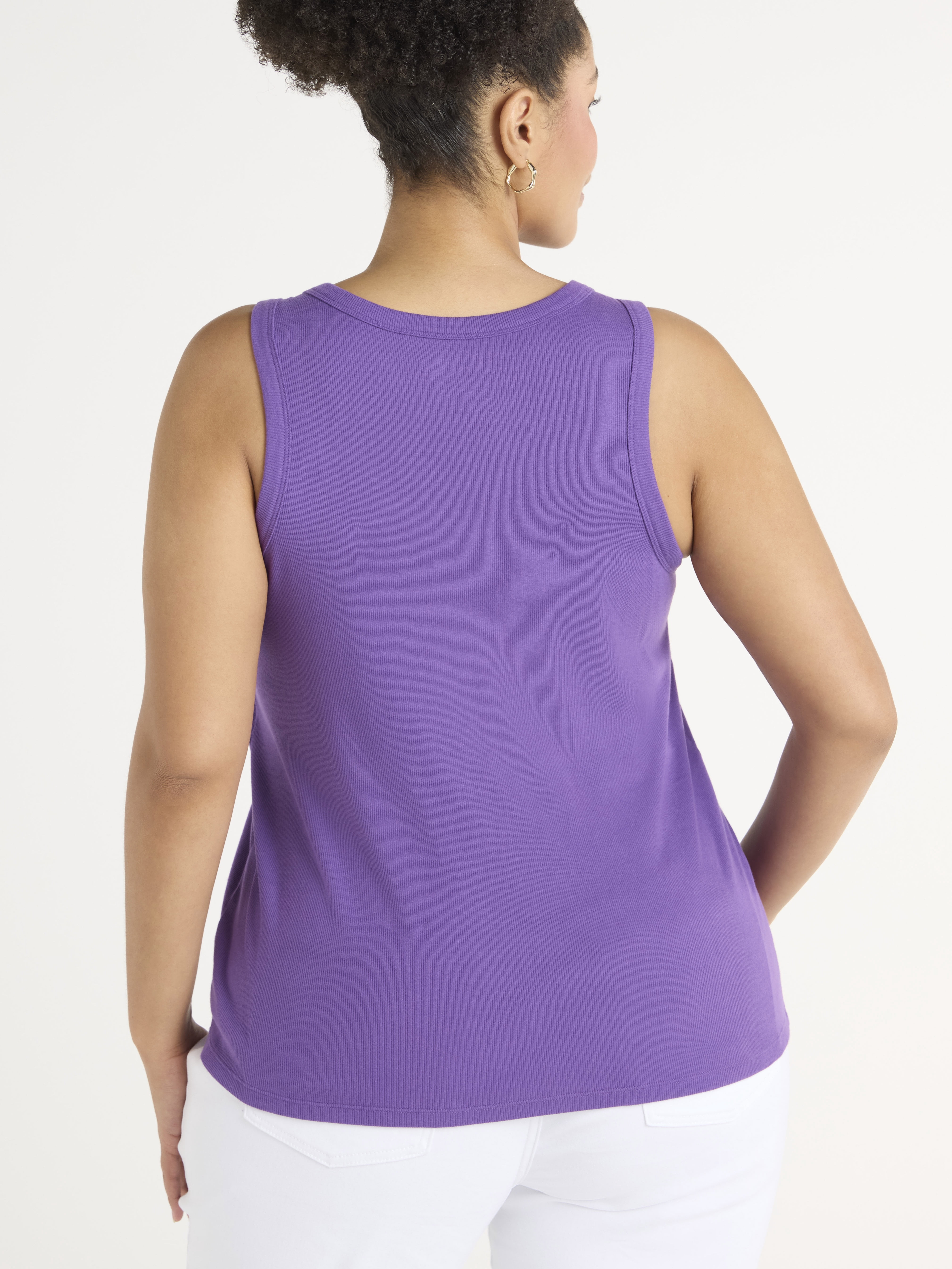 Terra & Sky Women's Plus Size Scoop Neck Ribbed Tank Top