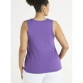 thumbnail image 3 of Terra & Sky Women's Plus Size Scoop Neck Ribbed Tank Top, 3 of 5