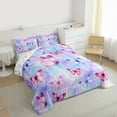 thumbnail image 4 of Manfei Cartoon Pink Butterfly Full Size Comforter Sets, Dreamy Watercolor Bedding Comforter Set, Teens Kids Girls Female Reversible Bedding Sets, Luxury Bedroom Decor, 3pcs, 4 of 9