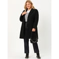 thumbnail image 3 of Women's Plus Size Winter Coats Elegant Notched Lapel Single Breasted Trench Coat Black 1X, 3 of 7