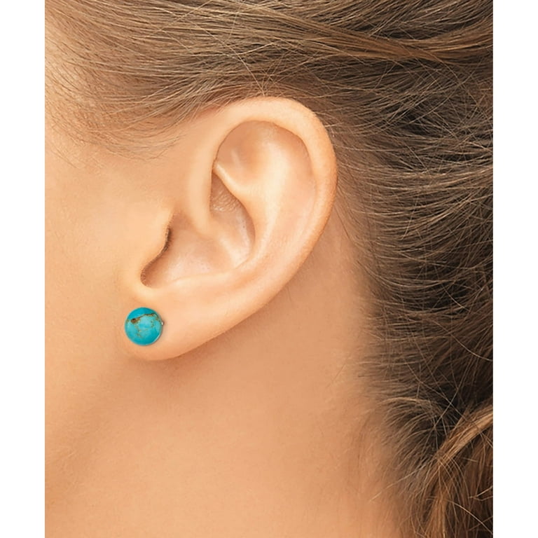 Sterling Silver 8-8.5mm Button Turquoise Post Earrings Sterling Silver 8-8.5mm Button Turquoise Post Earrings
