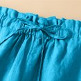 thumbnail image 7 of Lenpel Women's Plus Size Bermuda Shorts Elastic Waist Drawstring Cotton Linen Shorts Lightweight Casual Shorts with Pockets, 7 of 7