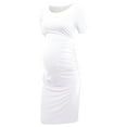thumbnail image 7 of snilers Womens Maternity Dress Ruched Short Sleeve Crewneck Bodycon Summer Dresses Stretchy Casual Pregnancy Dress S-XL, 7 of 7