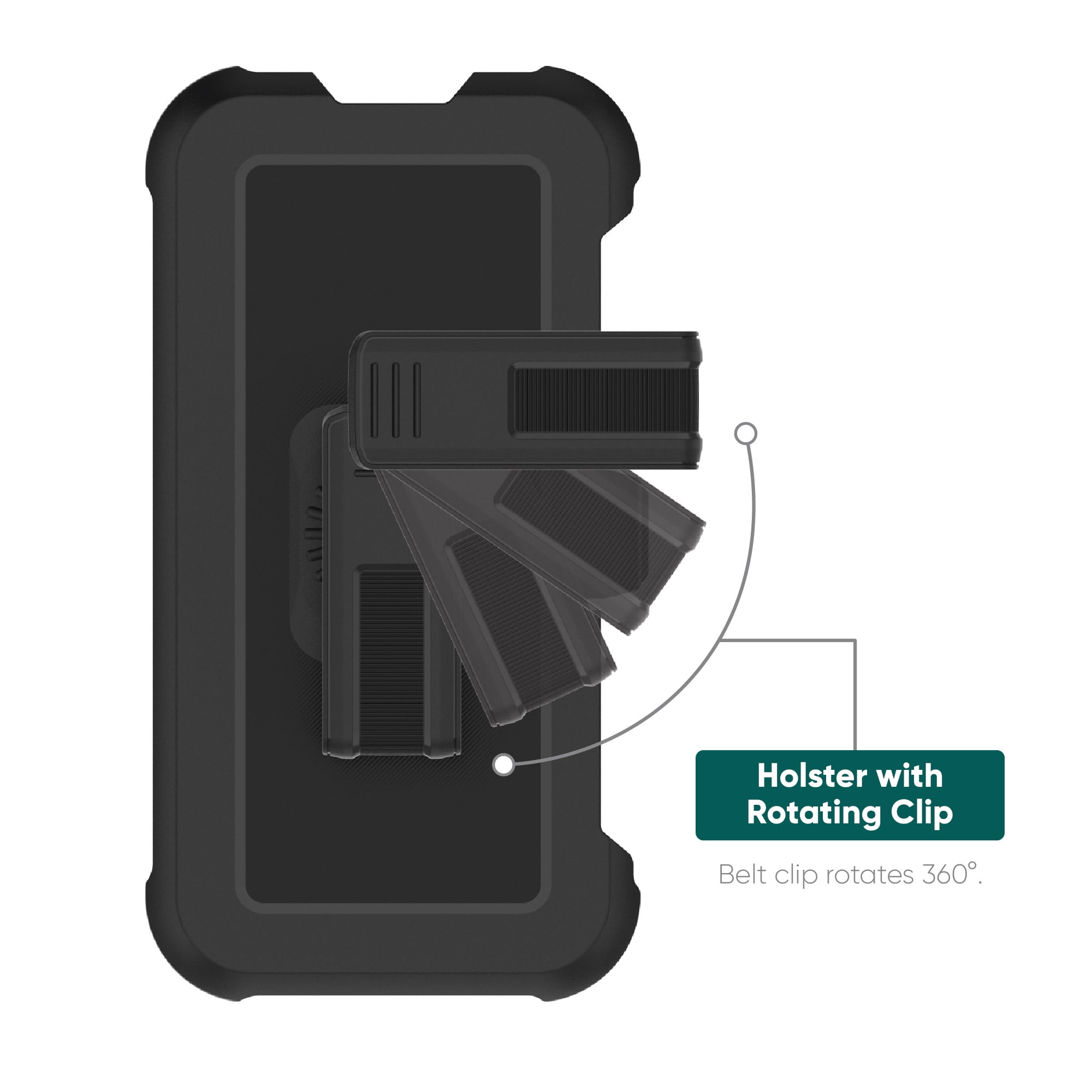 onn. Rugged Phone Case with Holster for Samsung Galaxy S24 5G - Black