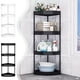 thumbnail image 1 of Estantería para almacenamiento en esquina del baño | Plástico y Acero Inoxidable | Organizador de suelo de pie de 32x14 pulgadas | Rodillos extraíbles, drenaje, barandilla | Negro o Blanco | Ahorro, 1 of 8
