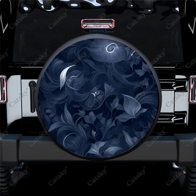 Dark Abstract Flower Polyester Universal Spare Wheel Tire Cover Custom Tire-Covers for Trailer RV SUV Truck Camper