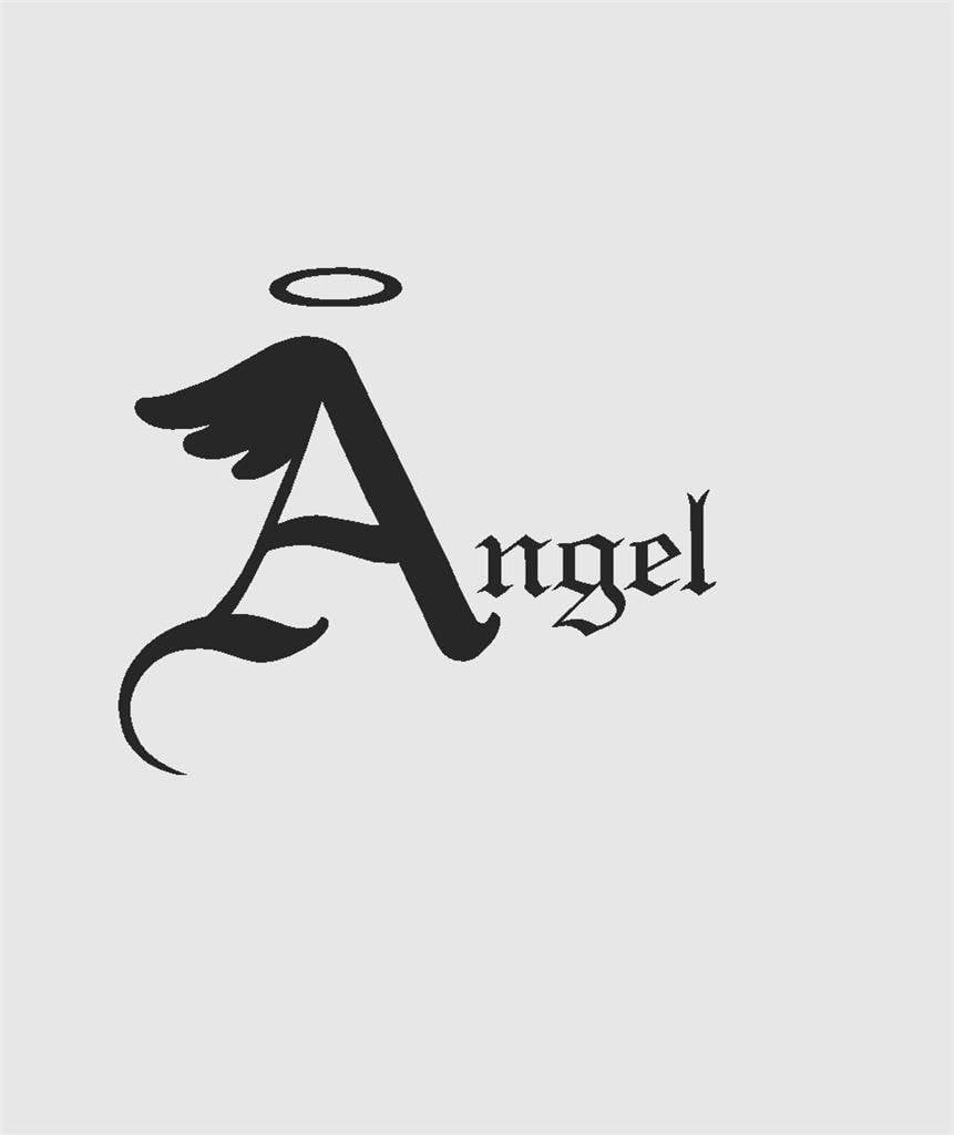 Letter A With With Wings And Halo Silhouette In Angel Art Lettering Decal Peel Stick Sticker Vinyl Wall Art Design 6x20 Inches Walmart Com Walmart Com