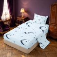 thumbnail image 2 of Homewish Moon Stars Print Twin Sheets for Kids Girls, Dreamy Blue Bedding, 3pcs, 1 Flat Sheet, 1 Fitted Sheet and 1 Pillowcase, 2 of 6