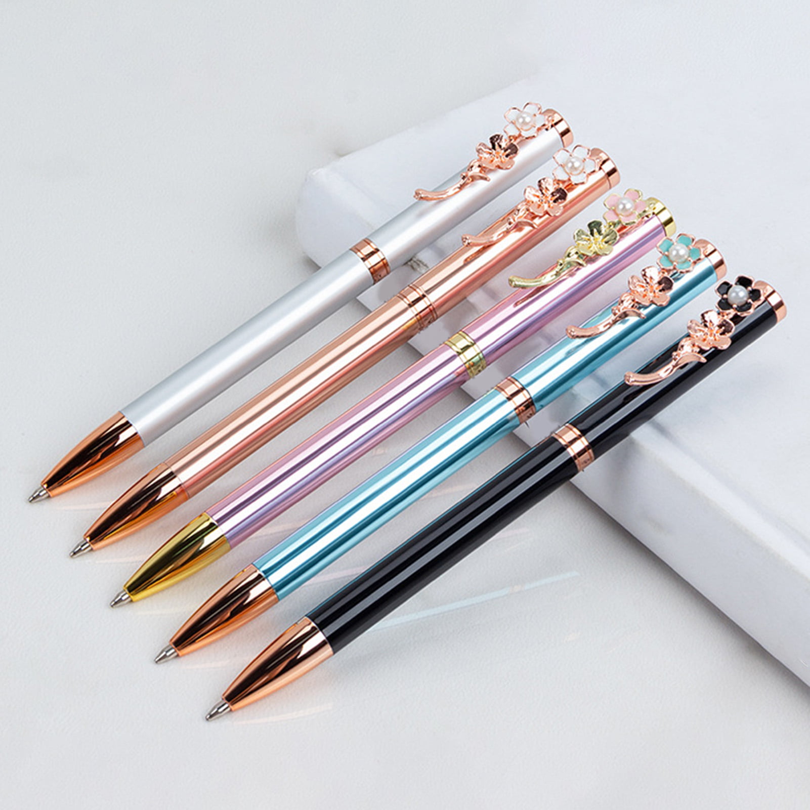 Ballpoint Pen Clip Creative Writing Pens For Journaling Stationary Pens  With Flower Pearl Clip Writing Aesthetic