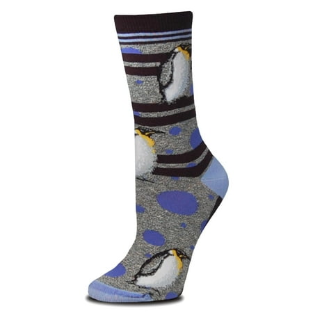 Bubbles and Penguins Gray Medium Socks