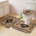 thumbnail image 2 of Brown Southwest Bath Mat 3 Piece Bathroom Rug Set, Boho Aztec Ethnic Abstract Geometric Non Slip Bath Rug Contour Mat and Toilet Lid Cover, Absorbent Shower Mats Soft Bath Rugs and Mats Sets, 2 of 8