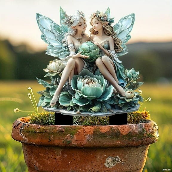 Cadorn Enchanted Fairy Garden Potted Decoration - Exquisite Flat Figure for Flower Pot & Garden Decor - Charming Whimsical Accessory