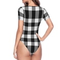 thumbnail image 4 of Naloa White And Black Plaid Women's Short-Sleeved Onesie, One-Piece Swimsuit for Parties, dates, clubs - XX-Large, 4 of 9