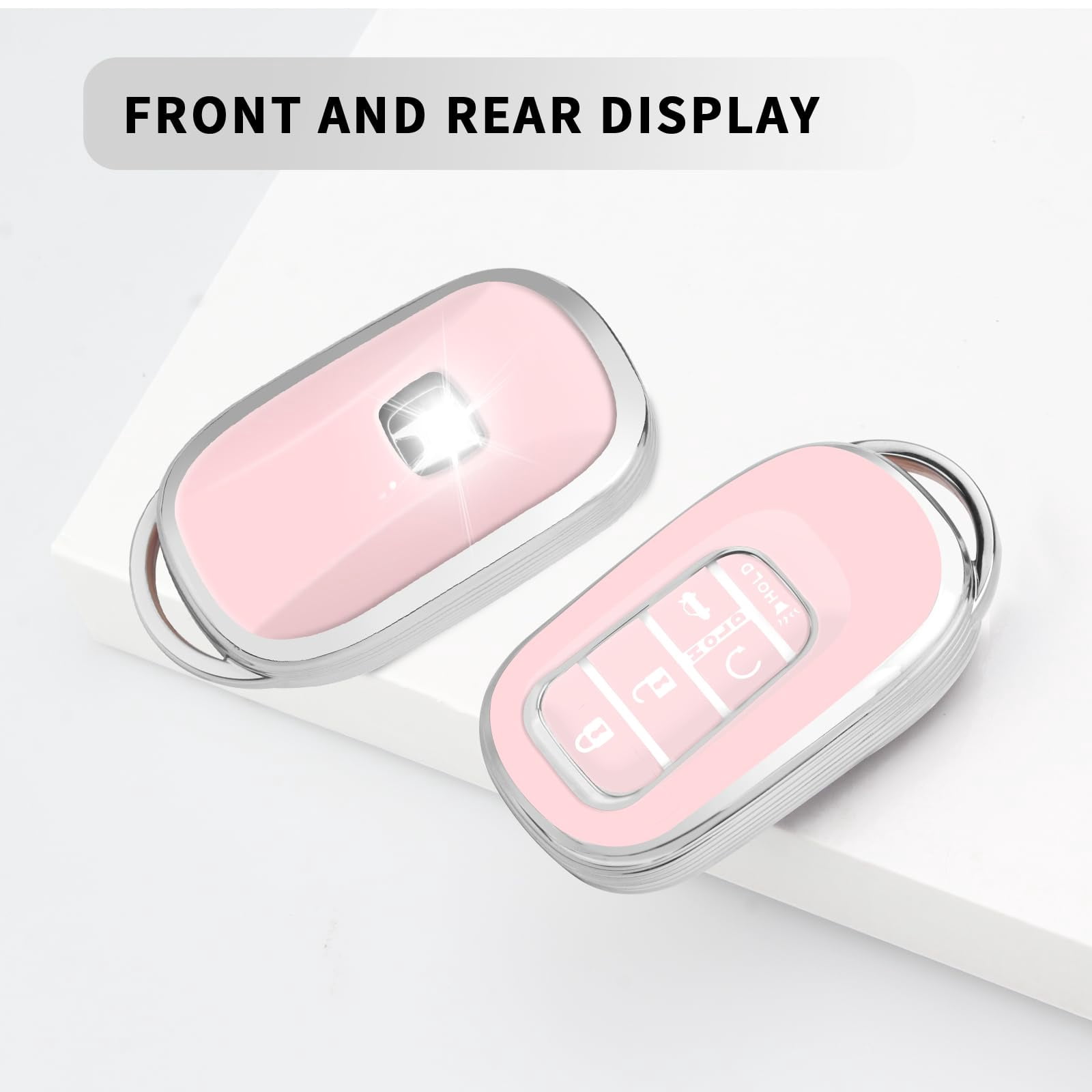 for Honda Key fob Cover, Soft TPU Car Key Case Protector with Leather Keychain Compatible with 2022 2023 2024 2025 Honda Accord Civic HR-V CR-V Pilot Odyssey smart Remote Key
