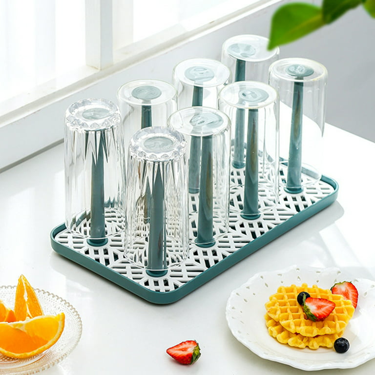 Warkul Dust-proof Cup Drying Rack Multifunctional Plastic Draining Glass Cup Holder Stand Home Decoration, Size: Large, White