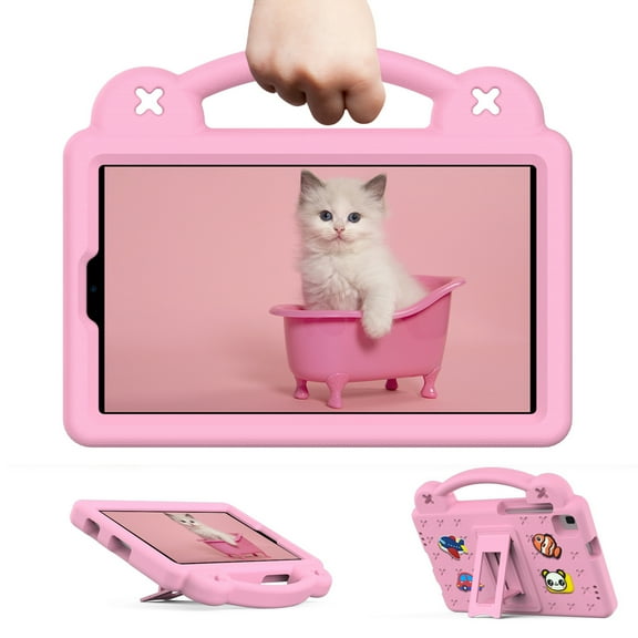ELEHOLD for Samsung Tab A7 Lite T220 Kids Case, Cute Cartoon EVA Kids-Friendly Handle Grip Kickstand Shockproof Rugged Protective Case for Samsung Tab A7 Lite 8.7" 2021, Pink
