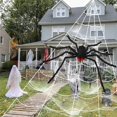 thumbnail image 2 of Araña gigante para decoración de Halloween, accesorios de felpa escalofriante para interiores y exteriores, suministros de truco de broma De Araneid grande, 2 of 4