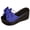 Blue, variant on Women's Bow Decor Platform Mules Slip-On Sandals Non-Slip Rubber Sole Flat Beach Shoes Lightweight Summer Slippers with Elastic Ankle Strap for Casual Outdoor Walking