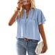 thumbnail image 1 of Top de manga corta con volantes en capas para mujer, blusa de ganchillo con cuello en V y volantes de verano para trabajo de oficina, 1 of 8