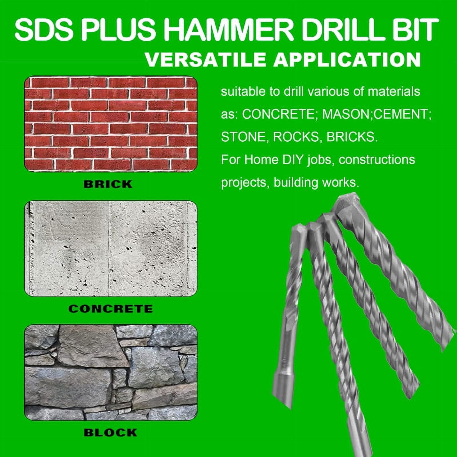 Max-Craft SDS-Plus Drill Bit Set, 1/2" x 6" Carbide Tip, SDS+Rotary Hammer Drill Bit Masonry Drill For Stone, Bricks, Cement, Concrete in Construction Works-60Pcs