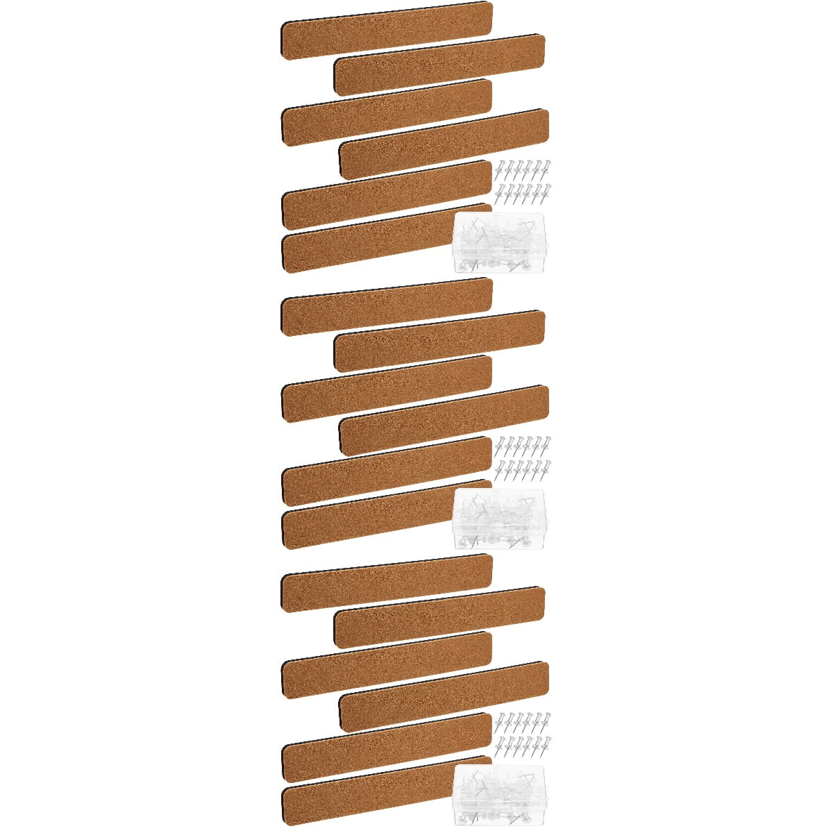 Set of 3 Decorative Board Felt Strips Transparent Thumbtacks Cork for Office Bulletin Boards
