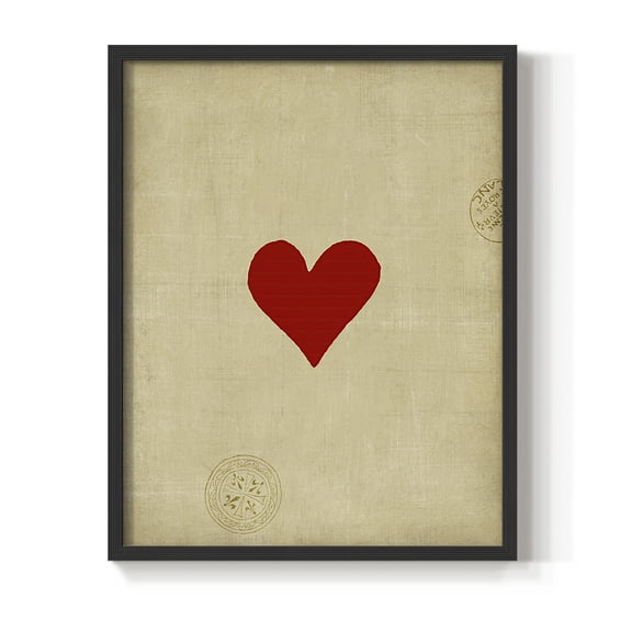 Heart Framed Print in Black Solid Wood Framed Print No Nail Hanging