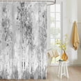 thumbnail image 4 of Fabric Shower Curtain, Grey Trees Forest Impressionist Oil Painting Art Bathroom Curtain with 12 Hooks Waterproof No Bad Odor Machine Washable Bath Curtains for Bathroom, Spa Room, 72"x84", 4 of 6