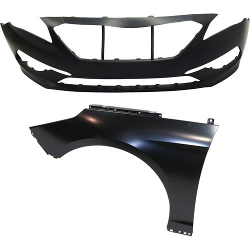 Bumper Cover Kit For 2015-2017 Hyundai Sonata Front Primed 2pc CAPA