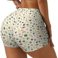 thumbnail image 1 of Balery Sushi and Rolls Pantalones cortos de entrenamiento estampados para mujer, sin costuras, ajustados, para gimnasio, yoga, correr, deportes, ejercicio activo, fitness.-Small, 1 of 8