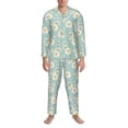 thumbnail image 3 of Salouo Floral Daisy Print Button-Front Long Sleeve Pajama Set for Men, Soft 2Pjs Men's Long Sleeve Sleepwear-Large, 3 of 7
