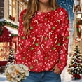 thumbnail image 6 of zaveiop Candy Canes Women Long Sleeve Sweatshirts Round Neck Pullover Sweaters Casual Blouse Tops (Red, L), 6 of 9