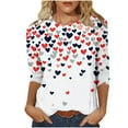 thumbnail image 2 of FASHOFT 3/4 Sleeve Valentines Shirts for Women Love Heart Cute Graphic T-Shirts Crewneck Casual Spring Tops Tee White L, 2 of 5