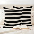 thumbnail image 3 of Black Beige Striped Outdoor Waterproof Pillow Covers, Vintage Geometric Line Simple Decorative Square Throw Pillowcase Sofa Cushion Sham for Patio/Couch/Chair, 24"x24" 2 Pack, 3 of 8
